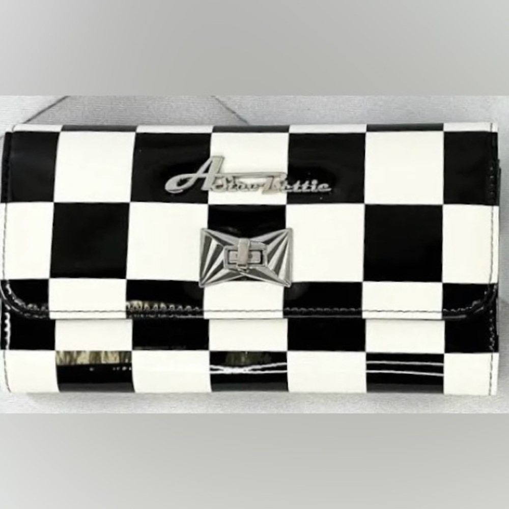 Tri-Fold Wallet in Black and White checkerboard  by Astro Bettie